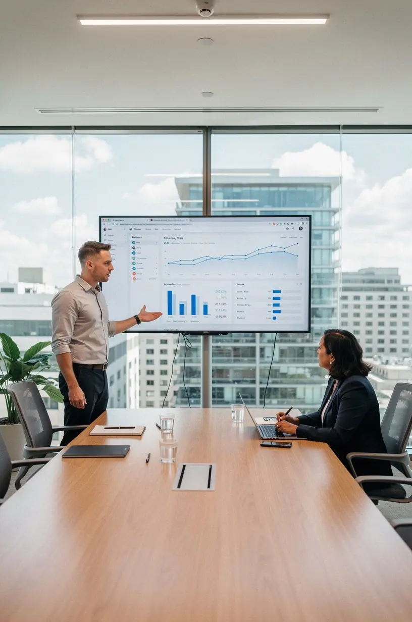 Freelance SEO consultants collaborating in a shared office space.