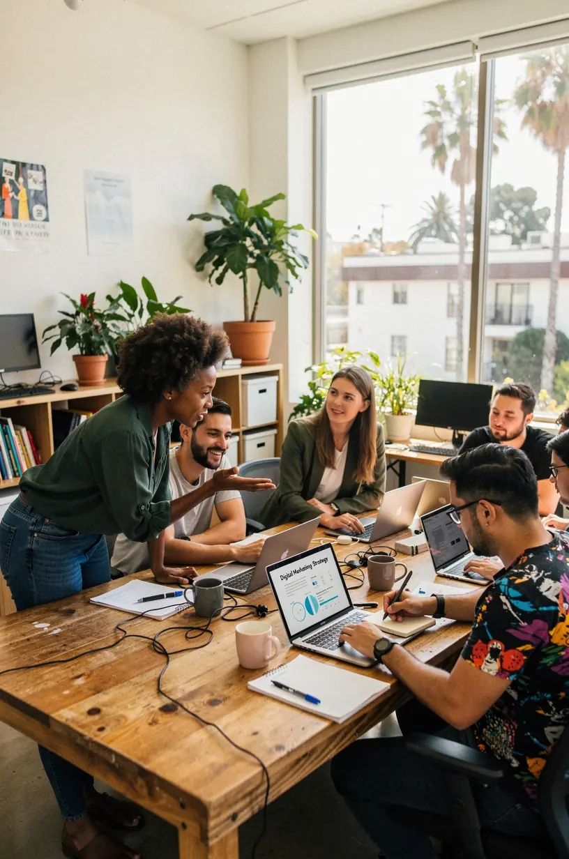 Innovative collaboration in shared SEO office spaces.